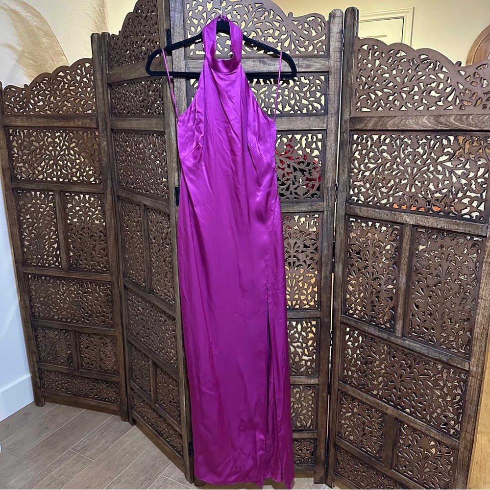 NEW Nicholas Ramina Halter Neck Gown in Ruby - Picture 3 of 5